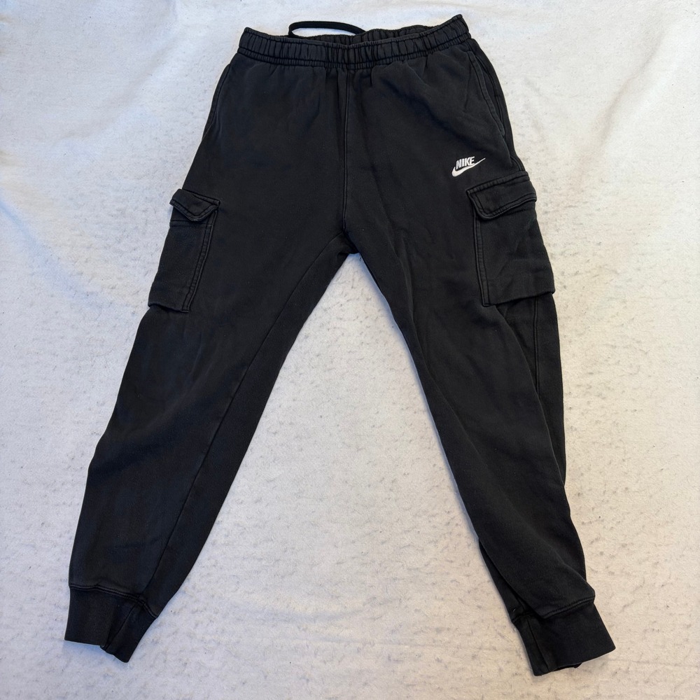 Nike Cargo Joggers Mens Small Black Fleece Tapered Sweatpants